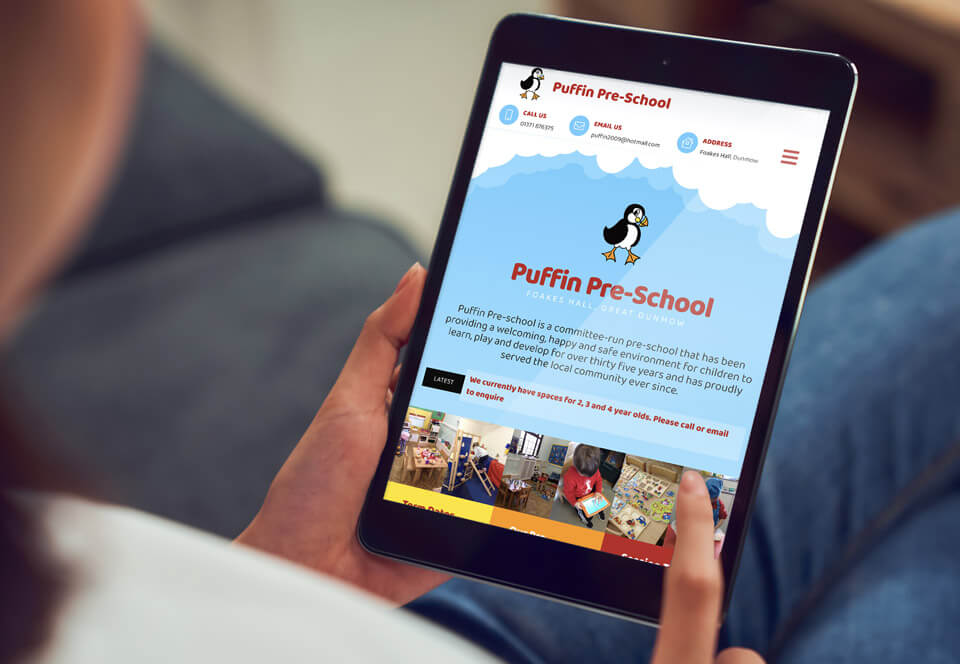 Puffin Pre-school website tablet view