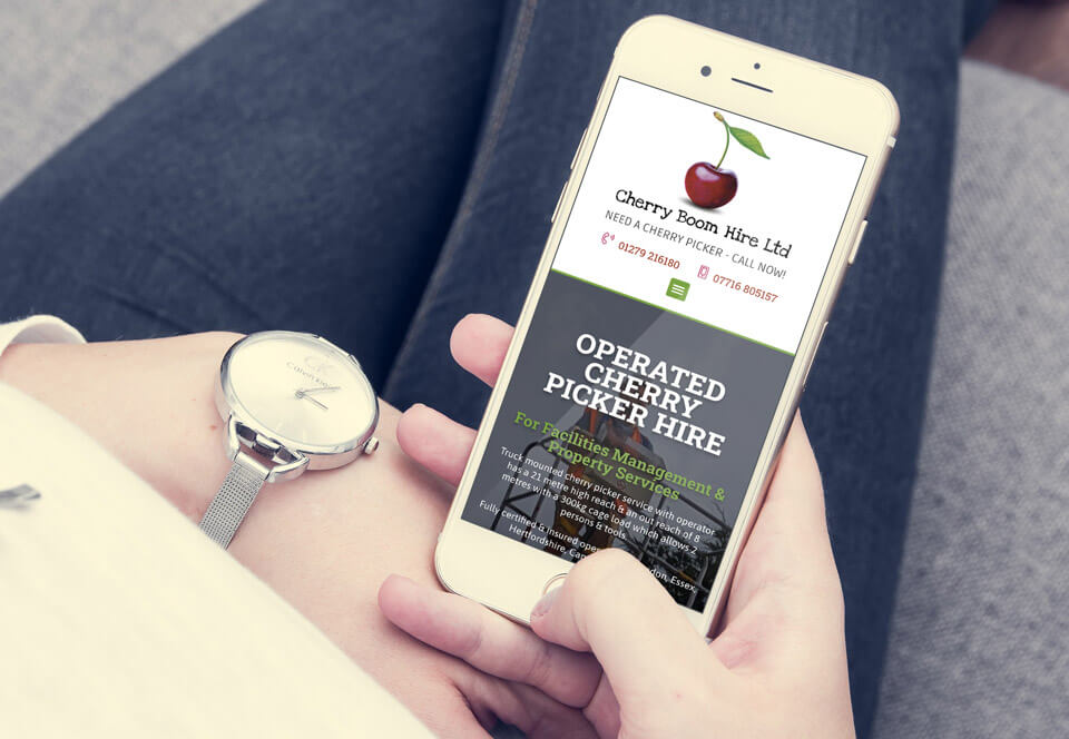 cherry boom hire website case study mobile view
