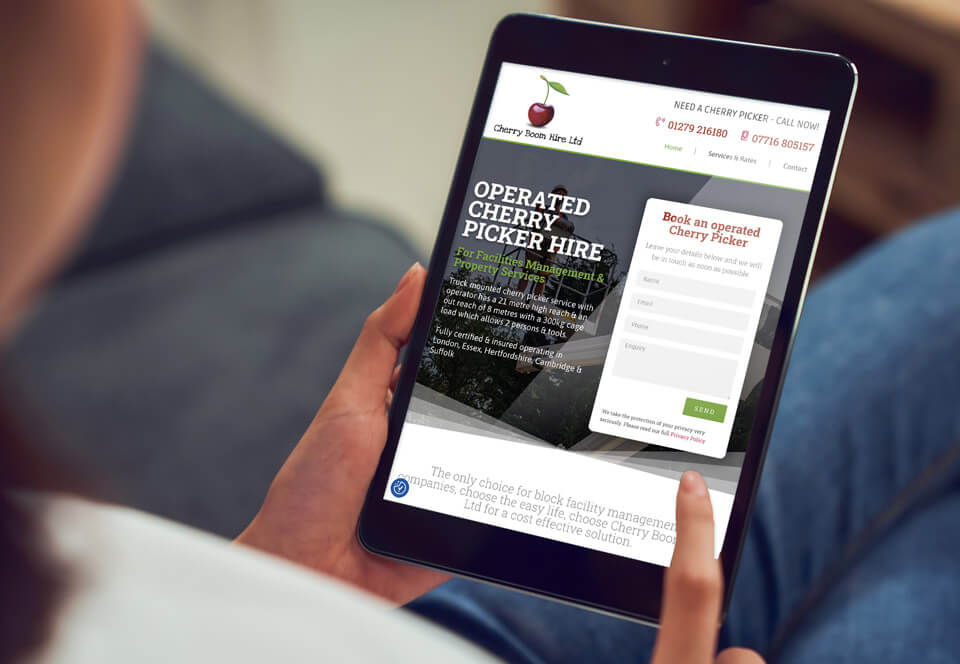 cherry boom hire website case study tablet view