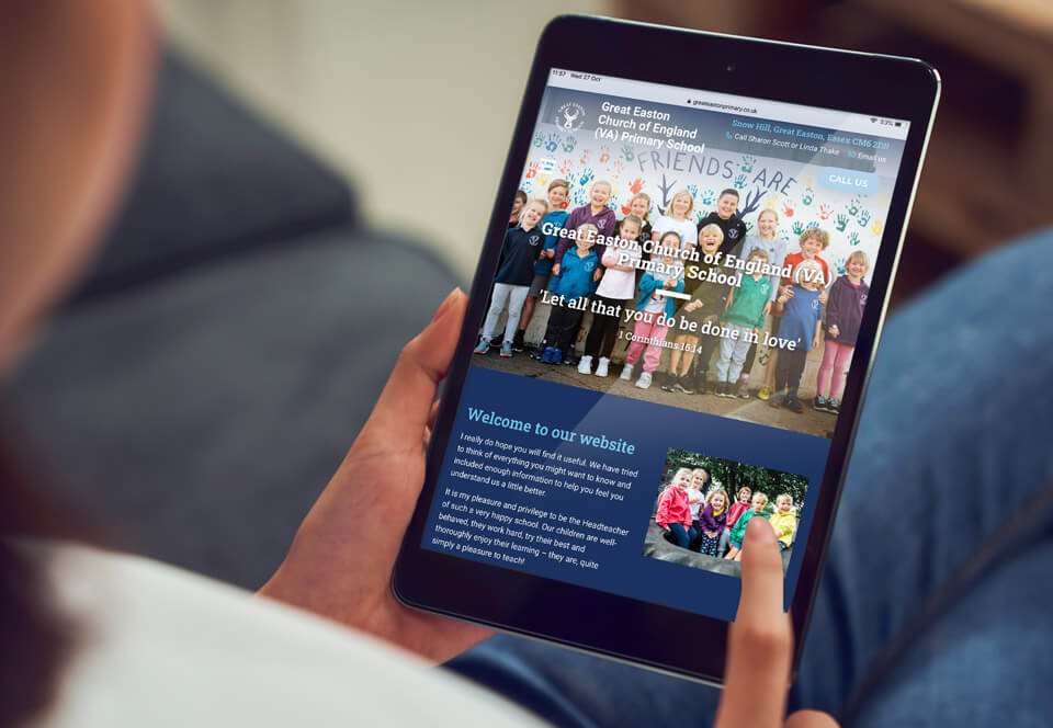 Great Easton Primary School website tablet view