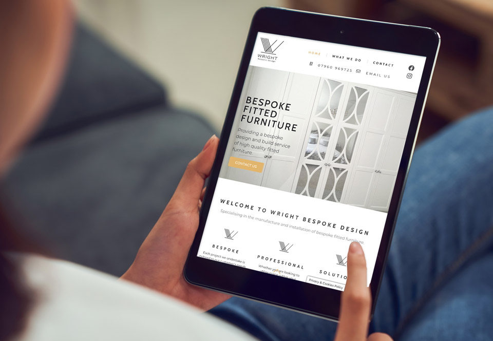 wright bespoke website tablet view